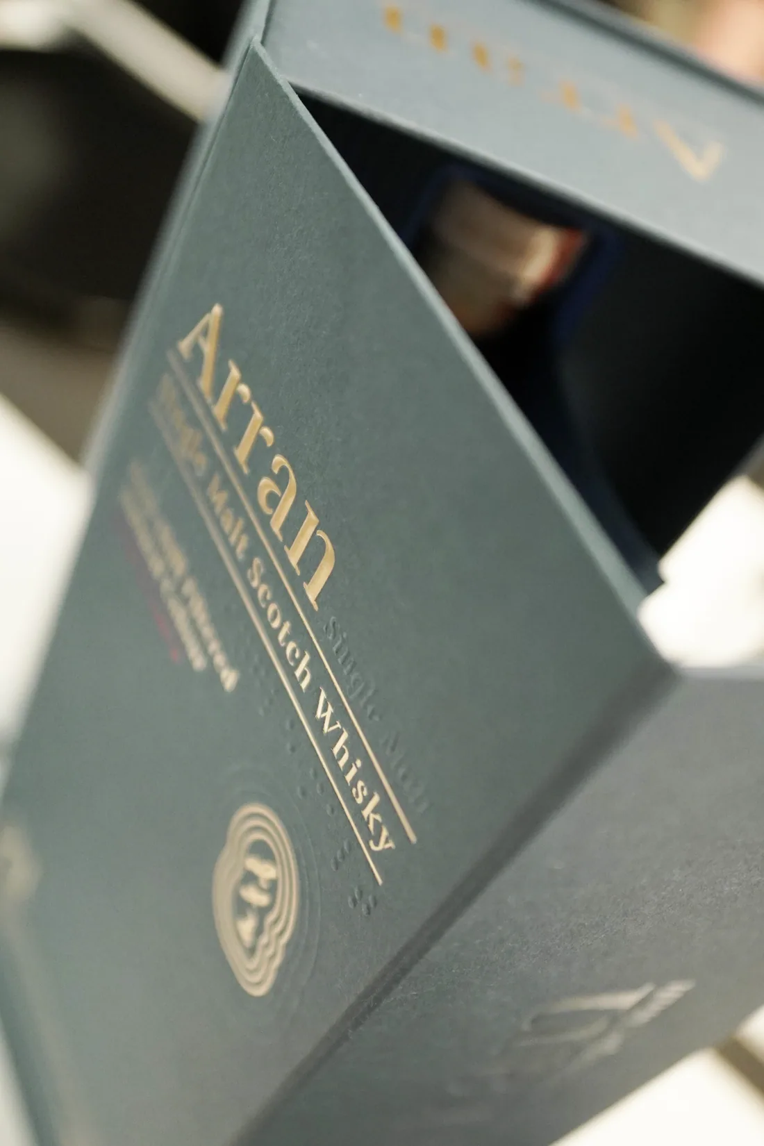 A box of Arran single malt Scotch whisky